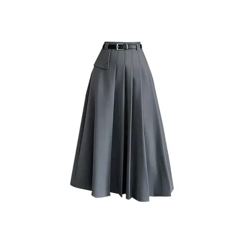 PASSCODIO Повседневный Длинный Юбка Женская Серого цвета