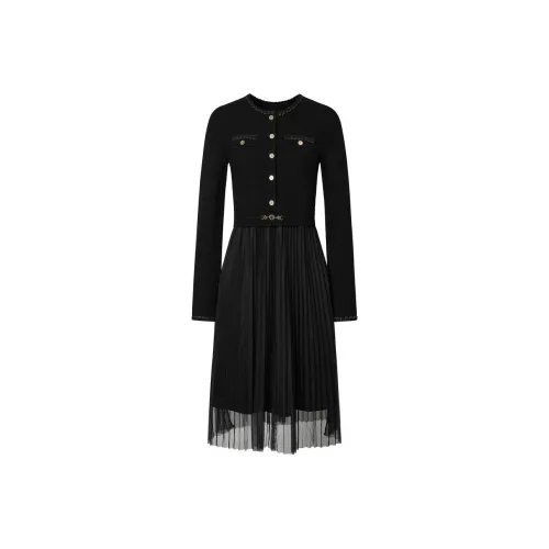 JZ. ANNAKRO Длинное платье с длинным рукавом женское простой дизайн черный цвет