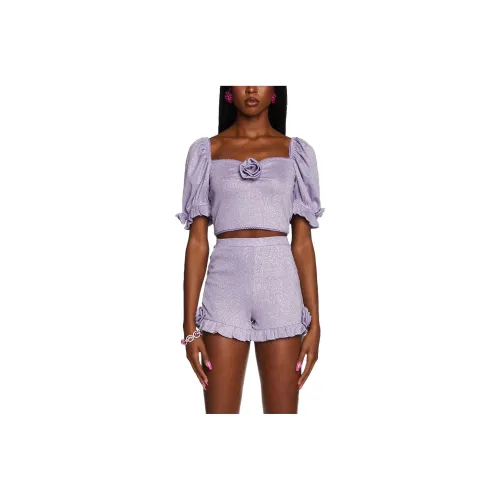 Dolls Kill Sugar Thrillz Spark Jubilee Shorts Set Casual Suit Women's Purple Purple
