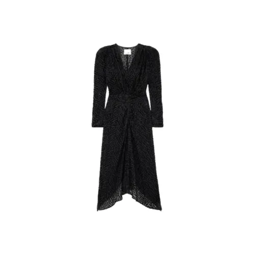 ISABEL MARANT ETOILE Длинное платье с длинными рукавами женское черное