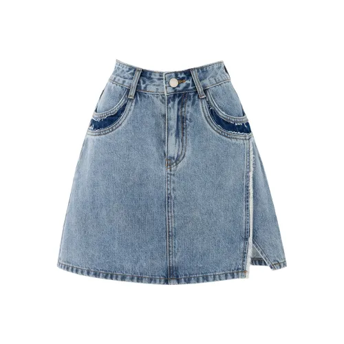SOON FLOWER Лето Джинсовые короткие юбки Женские Синий