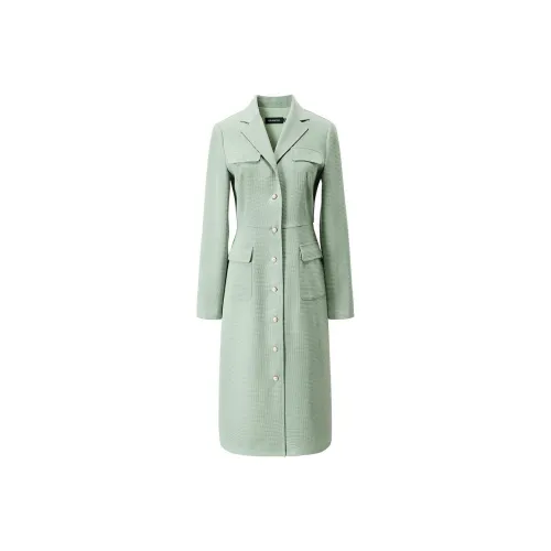 Yan Domain Длинный рукав Платье Женское Зеленое