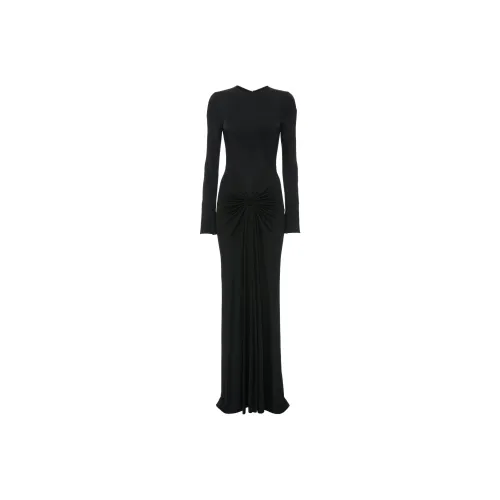 Victoria Beckham Черное Женское Длинное Платье с Рукавами