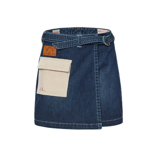 EVISU Джинсовые короткие юбки Женские Джинсовый синий