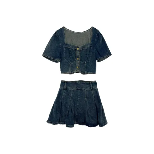 Icicofficial Комплект с юбкой Женские Винтажный синий