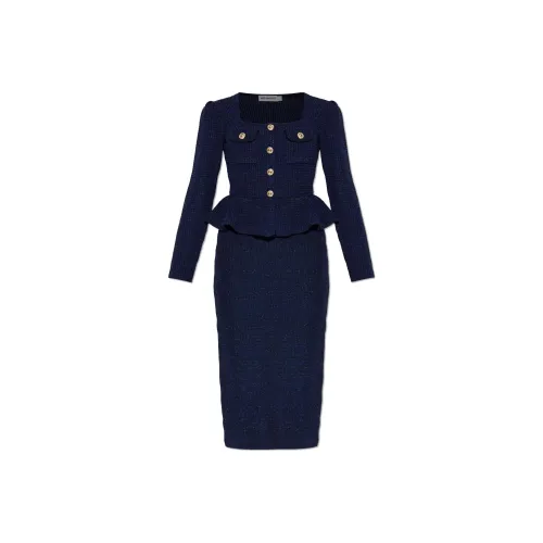 Self Портрет Длинный С рукавами Платье Женское Синий