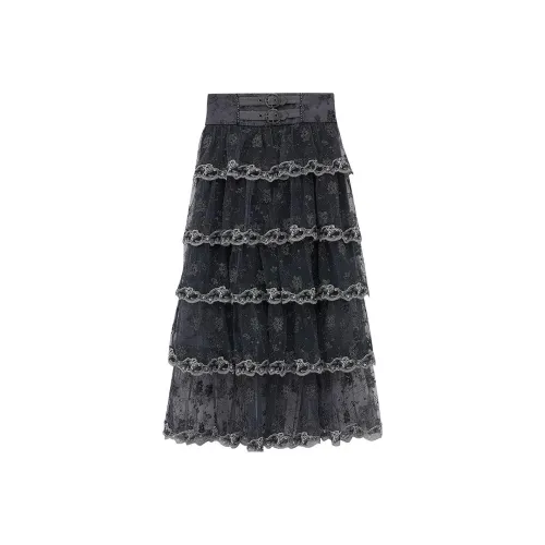 LULUALWAYS Черная Женская Повседневная Длинная Юбка