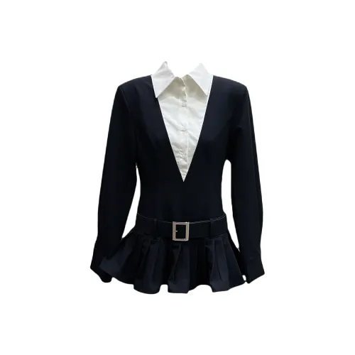 MTHE Длинное платье с длинными рукавами женское черное