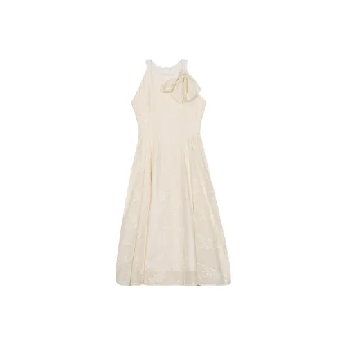 ERIRI Без рукавов Платье Женское Абрикосово-белое