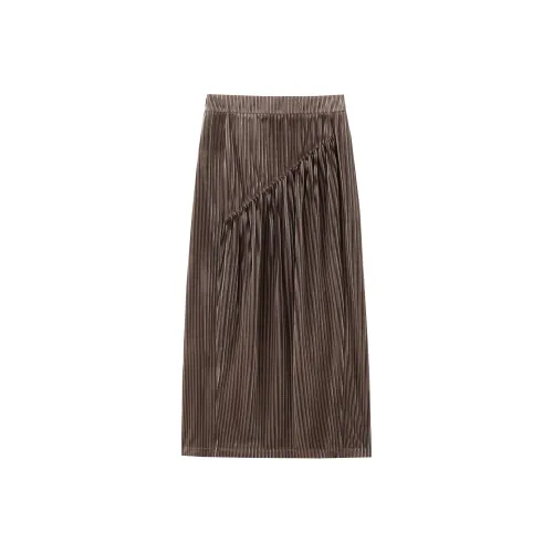 Luqingyi Светло-коричневая Женская Повседневная Длинная Юбка