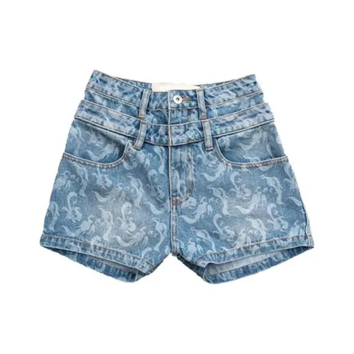 FENG CHEN WANG Синие Женские Джинсовые Шорты