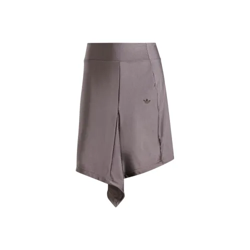 Adidas Originals Мода Сатиновая Мини-юбка Повседневная Короткая Юбка Женская Угольно-Серый