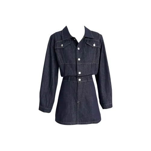 HUINIAN Длинное платье с длинными рукавами женское туманно-голубого цвета