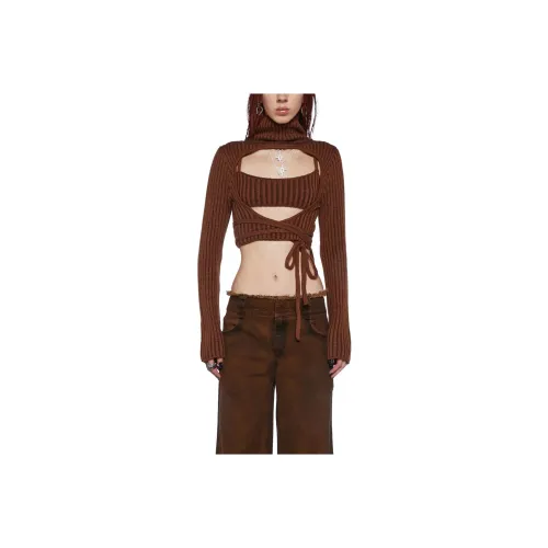 Dolls Kill SS24 DARKER WAVS Fader Танк и Свитер Комплект Повседневный Костюм Женский Коричневый Коричневый