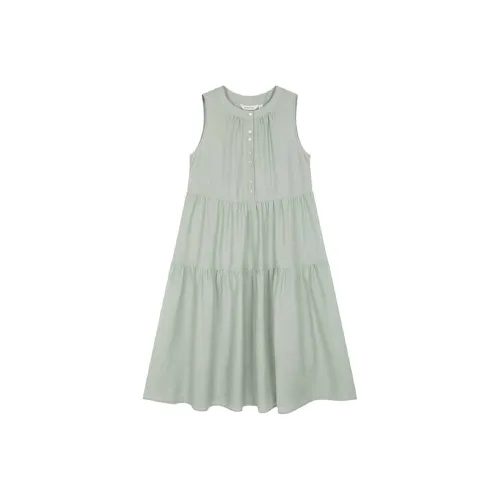 Mo Han Yi Mei Без рукавов Платье Женское Светло-зеленое