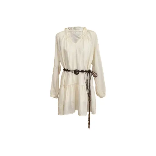 FINDSME GAGA Длинное платье с длинными рукавами женское абрикосового цвета