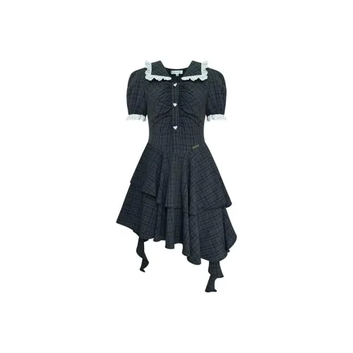 ZUKIZUKI Короткое платье с короткими рукавами женское черное и серое