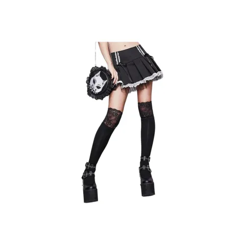 Dolls Kill Widow Unfair Maiden Плиссированная мини-юбка Повседневная короткая юбка Женская Черный Черный