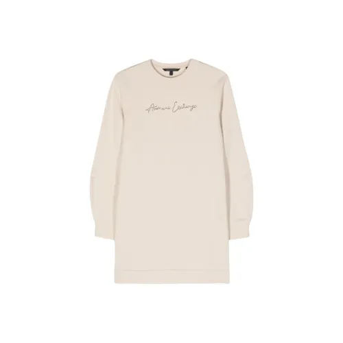 ARMANI EXCHANGE SS24 Длинное платье с длинными рукавами женское песочно-бежевый