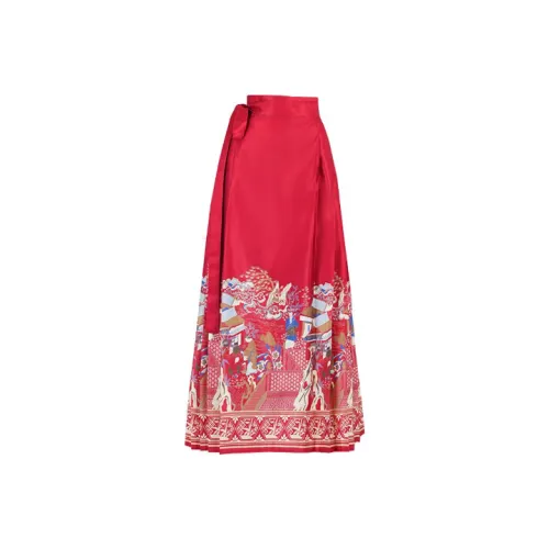 PASSCODIO Повседневный Длинный Юбка Женские Красный