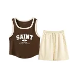 Тёмный кофейный (Преппи Seven Белый Центральный логотип) + Молочно-белый (Однотонный)