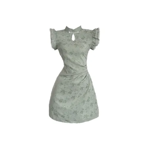 SCCREBEL OFFICIAL Без рукавов Платье Женское Зеленое