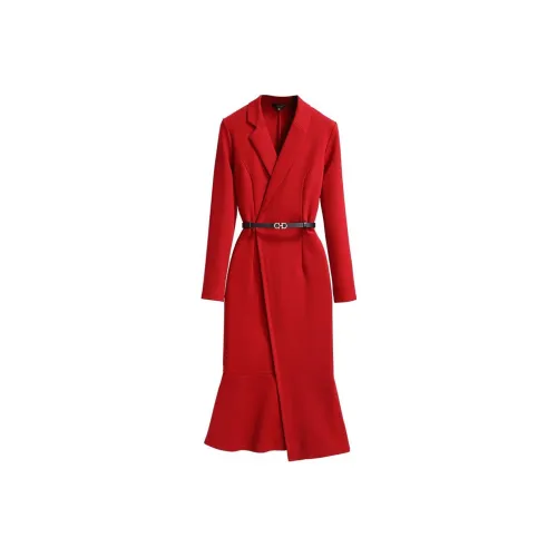 Silky Queen Длинное платье с длинными рукавами женское красное