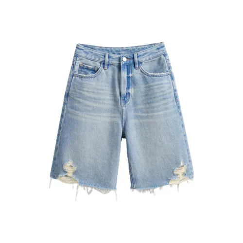 Ran and pure Светло-синие Женские джинсовые шорты