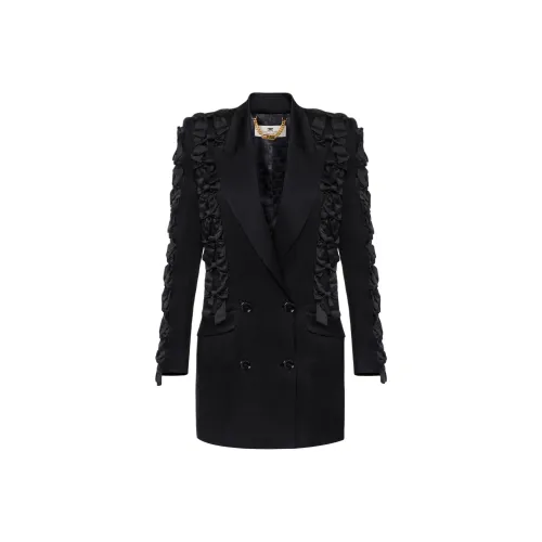 Elisabetta Franchi Длинное платье с длинными рукавами женское черное