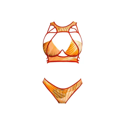 Victoria's Secret BFYNE Anaya Плавательный топ Теплый бикини с принтом пальмы женский оранжевый