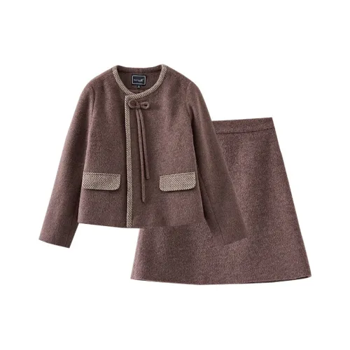 OUNIXUE Комплект с юбкой Женские Кофе