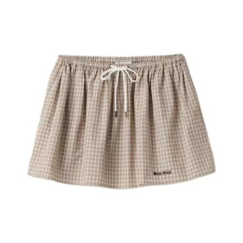 MIU MIU Повседневные короткие юбки Женские Бежевый