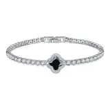 Полностью украшенный стразами четырехлистный клевер (черный)