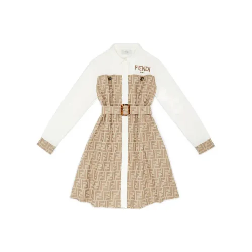 FENDI Бежевые Платья для Детей