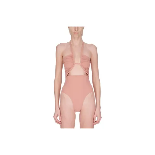 RICK OWENS совместный бренд RO Prong Bather в пыльно-розовом эластичном нейлоне купальник из материала Jersey ван-пис женский розовый