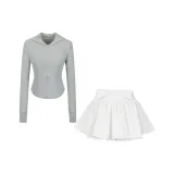 Set (Gray Coat + White Skirt)  
Комплект (Серое пальто + Белая юбка)