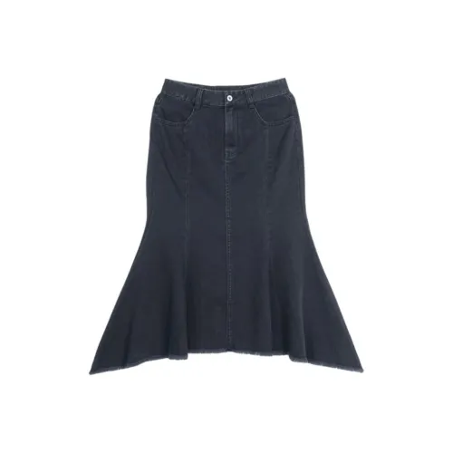 A21 Повседневный Длинный Юбка Женская Черная Серый