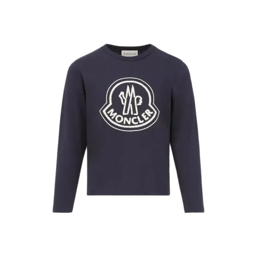 Moncler T-рубашка детская одежда с вышитым логотипом длинные рукава синий детский