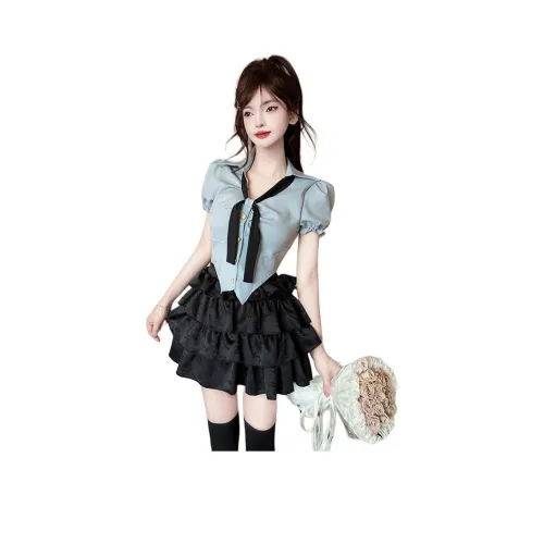 DGMZ Рубашка Черная Юбка Одежда Комплект Женская Униформа