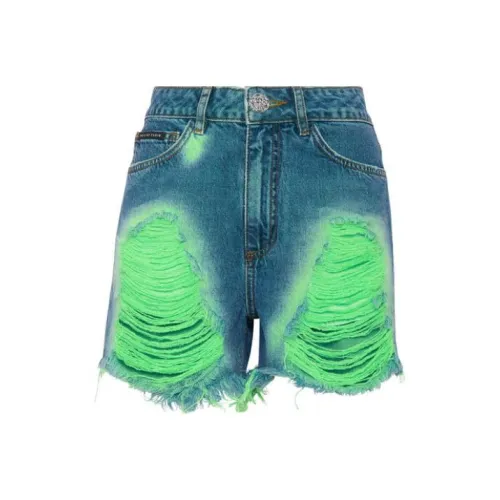 PHILIPP PLEIN Джинсовые шорты Женские Неоново-зеленый