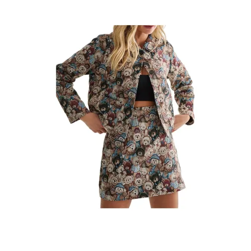 NASTY GAL Тедди с принтом TAPESTRY Мини-юбка Повседневная Короткая Юбка Женская Синяя