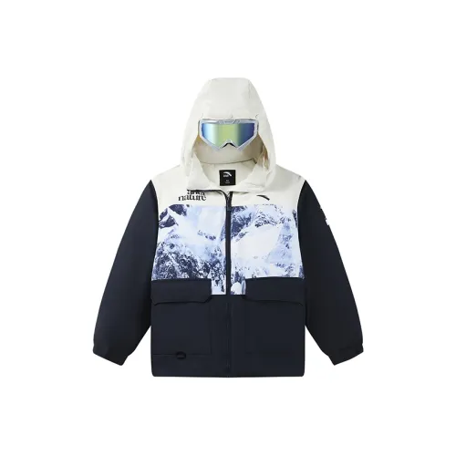 Antakids Пуховик Сумерки Морской синий С принтом по всей поверхности Подростки