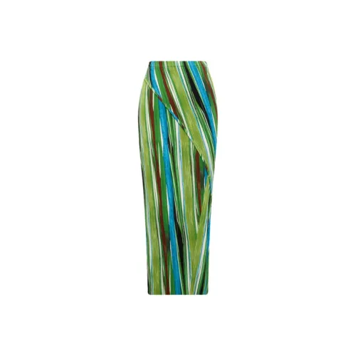 DVF Diane Von Furstenberg SS24 Повседневный Длинный Юбка Женская Изумрудно-Зеленый