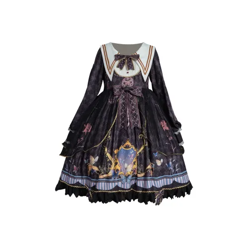 Leopard Kitten Длинное платье с длинными рукавами женское