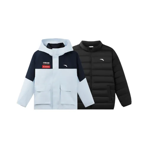 Antakids Утренний серый синий пуховик для подростков