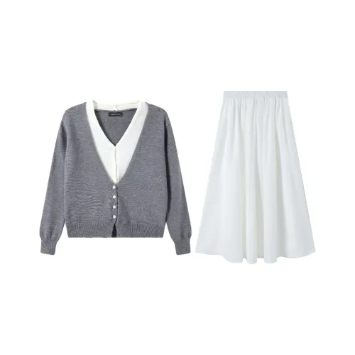 JOSR Комплект с юбкой Женские Серый Белый