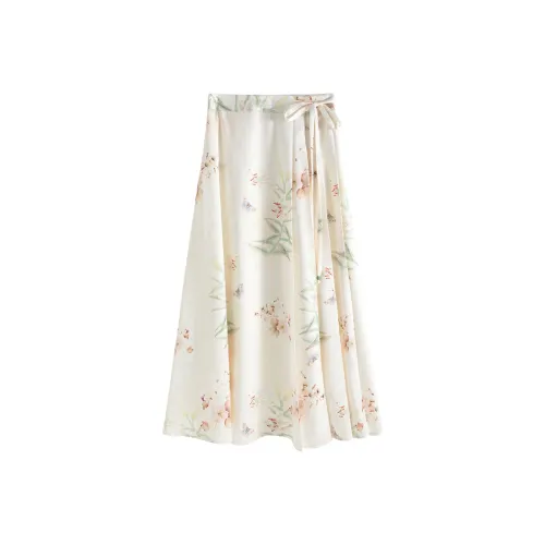 Акомодация Повседневная Длинная Юбка Женская Многоцветная Зеленая