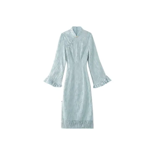 JINYE ORIENTAL Горохово-зеленый Женские Ципао