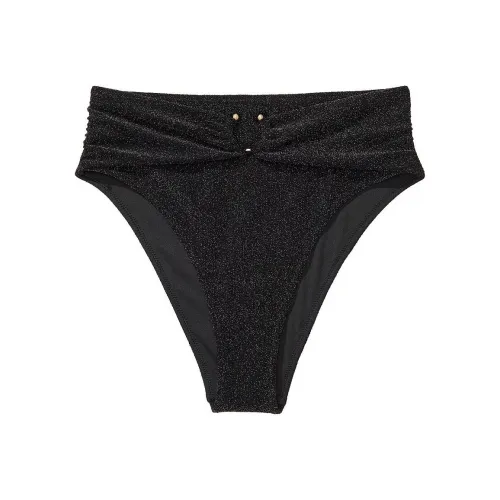 Victoria's Secret Shimmer Высокая талия Cheeky Бикини Низ Черный Плавки Женские Черный