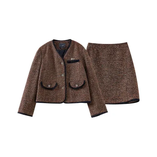 OUNIXUE Комплект с юбкой Женские Темный кофейный